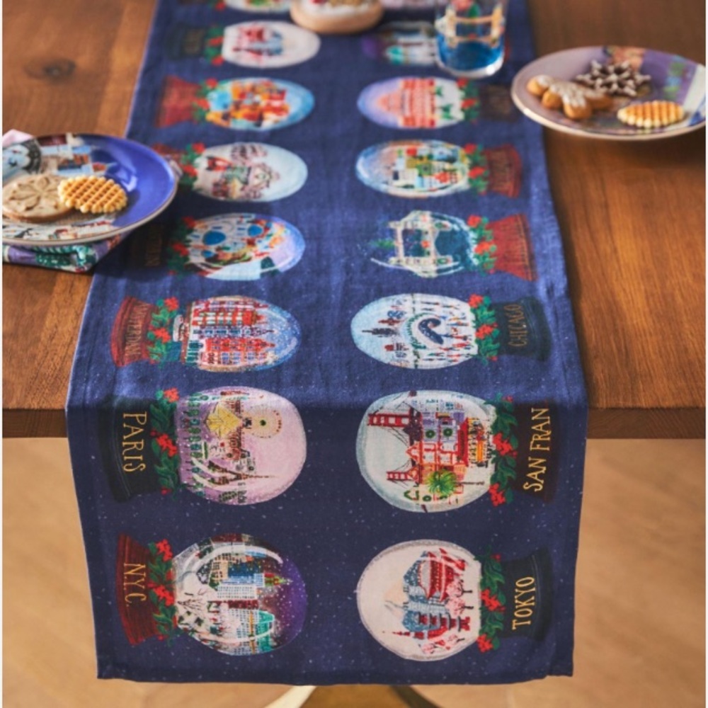 - Anthropologie travel snow globes table runner new with out tags